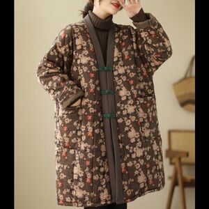 Women’s quilted padded vintage asian Chinese qi pao jacket - Large